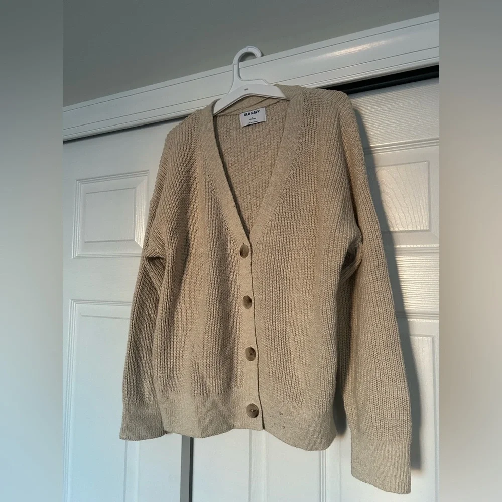Old Navy Women's Beige Cardigan Sweater - Picture 2 of 3